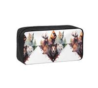 WSSYYBF Trousse à stylos simple et spacieuse avec motif loups et rennes. Grande trousse spacieuse, Oxford 600D avec fermeture éclair pour le travail, le bureau, la mode féminine