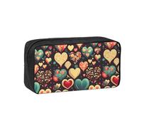 WSSYYBF Trousse à stylos simple et spacieuse en forme de cœur avec motif floral écrasé. Grande trousse spacieuse, Oxford 600D avec fermeture éclair, pour le travail, le bureau, la mode féminine