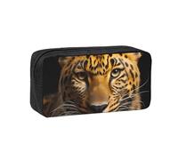 WSSYYBF Trousse à stylos simple et spacieuse motif léopard aux yeux profonds. Grande trousse spacieuse, Oxford 600D avec fermeture éclair pour le travail, le bureau, la mode féminine