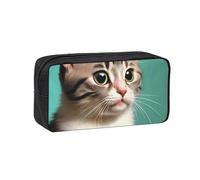 WSSYYBF Un chat curieux simple et spacieux. Grand étui spacieux, pochette Oxford 600D à fermeture éclair pour le travail, le bureau, la mode féminine