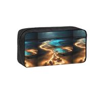 WSSYYBF View Under The Moon Trousse à stylos simple et spacieuse. Grand étui spacieux, pochette Oxford 600D à fermeture éclair pour le travail, le bureau, la mode féminine