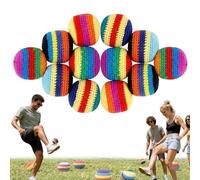 WstaIutno Hand-Made Knitted Footbag Juggling Balls for Beginners Assorted Foot Bag Crochet Footbag Multicolored Geometric Pattern Casual Outdoor Park Activities (12Pcs)