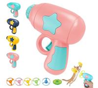 WstaIutno Interactive Cat Fetch Toy and Flying Cat Toy Set - Bamboo Dragonfly Catapult Pistol - Pet Disc Launcher with Accurate Dimensions for Active Indoor Play (Pink)