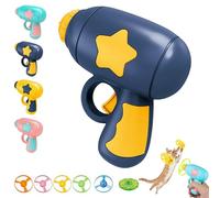 WstaIutno Interactive Cat Fetch Toy and Flying Cat Toy Set - Bamboo Dragonfly Catapult Pistol - Pet Disc Launcher with Accurate Dimensions for Active Indoor Play (Dark Blue)