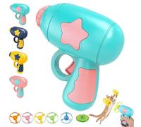 WstaIutno Interactive Cat Fetch Toy and Flying Cat Toy Set - Bamboo Dragonfly Catapult Pistol - Pet Disc Launcher with Accurate Dimensions for Active Indoor Play (Blue)