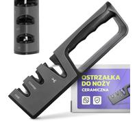 WSTR Aiguiseur Couteaux Cuisine 3en1 Affûteur Manuel Ciseaux Pierre Céramique Outil Tranchant Compact Manche Ergonomique Entretien Lames Précision Accessoire Cuisine