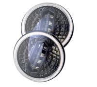 WSUMKH Feux Phares Phare LED 7 Pouces H4 DRL Rond Angel Eye Jaune Et Blanc Avec Clignotant Pour Santana PS10 2004 Phare Voiture