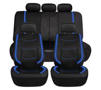 WSUMKH Housses Sieges Ensemble Housses Siège Voiture Universelles Coussin Véhicule en Cuir PU Protection Entièrement Entourée Plupart Camions SUV(Blue Set)