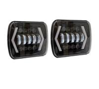 WSUMKH Jeu De Phares Phare LED Rectangulaire H4 5 X 7 Po 7 X 6 Po Pour Jeep Pour YJ Pour Wrangler Pour XJ Pour Cherokee MJ Pour Comanche Feux Croisement Et Route(55W Black)