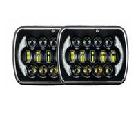 WSUMKH Jeu De Phares Phare LED Rectangulaire H4 De 5 X 7 Po 7 X 6 Po Pour Jeep Pour YJ Pour Wrangler Pour XJ Pour Cherokee MJ Pour Comanche,Feux Croisement Et Route(105W Black)
