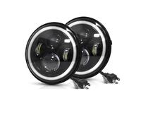WSUMKH Jeu De Phares Pour UAZ 4x4 Pour Jungle Pour Hunter Tout-terrain Pour Tout-terrain 12V 24V Voiture LED 7 Pouces Phare LED DRL H4 Hi-Lo Avec Phare Halo Angel Eyes