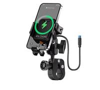 WSUMKH Support De Téléphone Antichoc pour Moto Chargeur De Type C Réglable Antivol Fixation De Navigation À Dégagement Rapide Support D'extensionMontage(Charging- Black X)