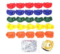 Wswqop 25 Pièces Prises d'escalade pour Mur Rochers d'escalade Enfants Accessoires Grimpe Arbre Jouet Pierre de Grimpe Matériau PP Robuste Adapté Aux Aires D, avec Corde