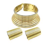 Wswqop 3 Pièces Bijoux Africains Ras de Cou Collier Manchette Ensemble Femme Résine Design Élégant Adapté pour Spectacles Cosplay Cadeau Anniversaire Costume