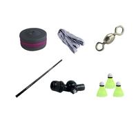 Wswqop 3 Pièces Entraîneur de Badminton Ensemble D'Appareil D'Auto-étude Machine de Pratique Aide à L'Entraînement avec Matériaux PVC et Acier Fibres Convien, 4m 3 Balles