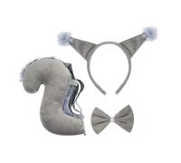 Wswqop 3 Pièces Set de Costume D'Écureuil Complète avec Serre-tête Queue et Accessoires Tenue Facile à Porter pour Adulte et Enfant Convenable pour, Gris