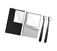 Wswqop 4 Pièces Nettoyage Bijoux Argent Kit Lingette Réutilisable Double Face Brosse Détail Léger Pratique Flanelle PP Adapté à Bijoux Nettoyage Régu, Noir et Gris Clair