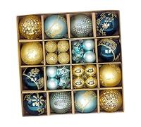 Wswqop 44 Pièces Boules de Noël Décorations Suspendues Ornements Sapin Réutilisables Légers Résistants Convient à Fête Mariage Maison Anniversaire Jardin, Or Bleu