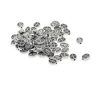 Wswqop 50 Perles D'espacement Ovales en Alliage d'argent Tibétain en Forme de Croix de Marie