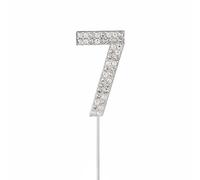 Wswqop Alloy Cake Topper Décoration Gâteau Chiffre Rhinestones Alliage Distinction Durabilité Design Polyvalent Adapté pour Fête Adulte Événement Spécial, Argent, Alliage N°7
