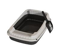 Wswqop Bac à Litière pour Animaux, Bac à Litière pour Chat, Accessoires pour Animaux, Bac à Litière pour Chat avec Rebord, Noir