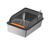 Wswqop Bac à Litière pour Chat, Bac à Sable pour Chat, Semi-fermé, Facile à Nettoyer avec Une Cuillère, Bac à Litière pour Chat, Entrée Basse pour Petits et, Noir