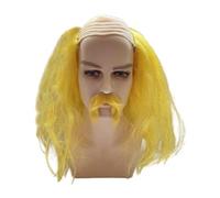 Wswqop Bald Cap And Beard Facile To Soins avec Hair On Sides Synthetic Synthetic For Stage Performance Party Anime Cosplay Masquerade, Jaune