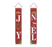 Wswqop Bannière de Noël Porte Drapeau Décoration Suspendue Extérieure Polyester Accrochage Robuste Réutilisation Pratique Adaptée pour Décorations, Style D