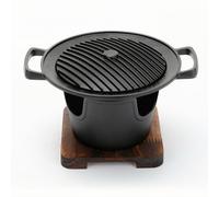 Wswqop Barbecue de Table Portable Gril de Table Plaque de Cuisson Mini Barbecue et Régulière en Aluminium et Démoulage Facile sans Excès de Base en Bois, Moderne Et Simple, Barbecue B