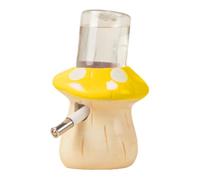 Wswqop Bouteille d'eau pour Hamster avec Motif Champignon, Gourde avec Support en Acier Inoxydable, Récipient d'eau étanche pour Cobayes et Rats Nain, Jaune