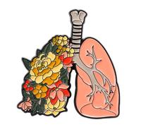 Wswqop Broche D'organes Humains, Bijoux Cadeau, Petites Décorations Créatives, épingle en émail à La Mode, épingles à Revers en Métal pour Chapeau, écharpe, poumon de Fleurs