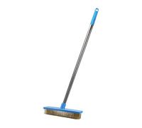 Wswqop Brosse à Fils Métalliques Balai Scrubbé Béton Brosse de Sol Extérieure Poils Durs Acier Résistant Fixation Détachable Convient Nettoyage Garage Maison, Fil Jaune