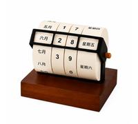 Wswqop Calendrier Perpétuel Rotatif Table Pratique Calendrier à Rleau Latéraux Épuré Décoratif pr Étagère, Version Chinoise