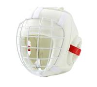 Wswqop Casque de Arts Martiaux Protection Tête Cage Renforcée Rembourrage Structure Composite Absorption Chocs Convient pour Entraînement Boxe Adultes Enfants, Blanc, XL avec Grille en Fer