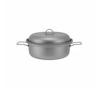 Wswqop Casserole Camping Marmite Chaudron Cocotte en Titane Pur avec Couvercle Ajusté et Double Poignée pour Manipulation Facile sur Réchaud Profil Compact