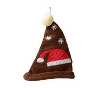 Wswqop Chapeau de Noël Tricoté Bonnet Mini Bonnet Décoration Accroche Murale Respirant Chaud Confortable Polyester Adapté pour Arbre de Noël Cadeaux Murs, Café Noir