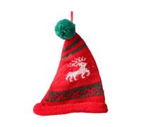 Wswqop Chapeau de Noël Tricoté Bonnet Mini Bonnet Décoration Accroche Murale Respirant Chaud Confortable Polyester Adapté pour Arbre de Noël Cadeaux Murs, Wapiti Rouge