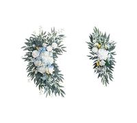 Wswqop Couronne de Fleurs Artificielles pour de Mariage, 2 Pièces, Couronne de Porte, Feuilles Vertes de Ferme, Signe de Bienvenue, Décoration pour La Ma, Bleu