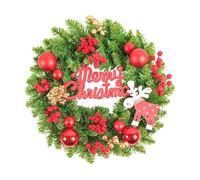 Wswqop Couronne de Noël Porte Décoration Décoration Suspendue Sapin Artificiel Boules Baies Fête Hiver Matériau PP Adaptée pour Maison Bureau Terrasse Chemin, Boule Rouge 40x8cm