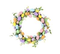 Wswqop Couronne de Pâques Artificielle, Couronne Printanière, Décoration de Porte D'entrée Printanière, œufs Décoratifs