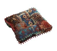 Wswqop Coussin de Siège Carré Patchwork Boho pour Chaise Méditation Mandala Pouf Toile Respirante Douce Épaisse Soutien Adapté à Salon Chambre d'enfant, Bleu Bohème