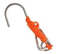 Wswqop Crochet de Plongée Double Crochet de Récif en Acier Inoxydable avec Lanière en Spirale et Boucle à Dégagement Rapide, Orange