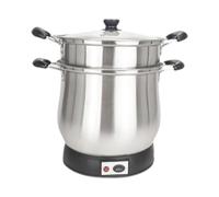 Wswqop Électrique avec Panier Vapeur Couvercle Poignée Double Casserole Inoxydable Ustensile Grande Capacité Adaptée Rassemblement Cuisine Maison