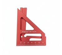 Wswqop Équerre d'Angle Règle Carrelet Triangle Mesure Alliage d'Aluminium Robuste Graduation Métrique Repérage Précis 45 et 90 Degrés Prise à une Main, Rouge, Triangle Métrique