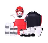 Wswqop 'équipement de Karaté avec Casque, de Boxe pour Les Bras et Les Jambes, Sac de Transport, en EVA et PU, Idéal pour L'entraîn, XXL