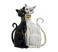 Wswqop Figurines de Chat Graffiti, Sculpture de Chat, Décoration D'intérieur, Collection Créative, Statue D'animal Moderne En Résine pour Salon, Bibl, Noir et Blanc