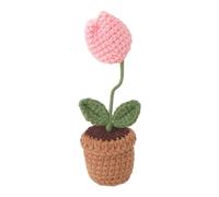 Wswqop Fleur Au Crochet Faite Main, Bouquet Tricoté à La Main, Mini Fleur En Pot Tissée à La Main pour, Les Femmes, Les Enfants, Décoration D'i, Tulipes roses