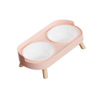 Wswqop Gamelle Double surélevée pour Chats, Plateau Portable Anti-déversement, Accessoire Facile d'entretien pour Chiens et Chats, Idéal pour Une Utilisa, Rose, PP Bol