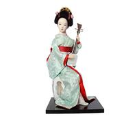 Wswqop Geisha Japonaise de 30 Cm, Poupée Kimono, Poupée Orientale Traditionnelle, Sculpture Ethnique Japonaise, Statue de Fille pour Table, clair