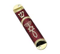 Wswqop Housse de Protection pour Mezouza Juive de 4,1 Pouces, Ornement de Porte Fait Main, Cadeau Judaïque pour Les Fêtes Juives, Rouge